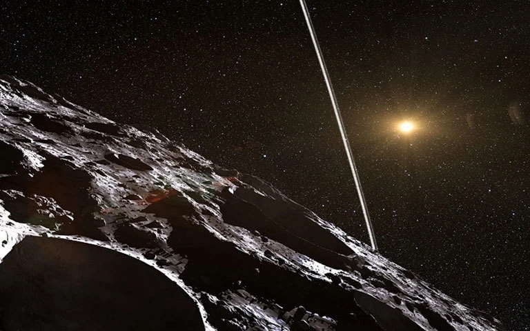 © NASAThis artist's impression shows how the rings might look from close to the surface of Chariklo. chariklo-asteroid