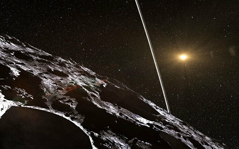 © NASAThis artist's impression shows how the rings might look from close to the surface of Chariklo. chariklo-asteroid